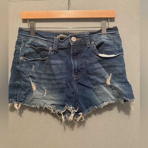 Express Medium Blue Denim Jean Shorts Size 10 - Picture 2 of 5